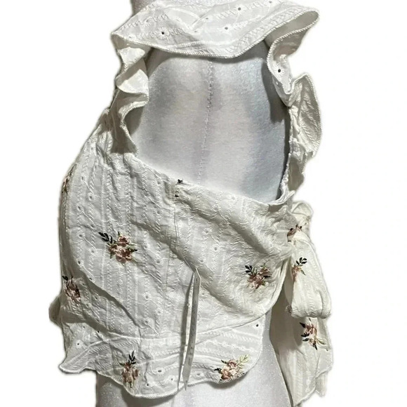 NWT Kurious tie back ruffle sleeve floral tank XS - Picture 2 of 6